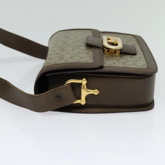 CELINE C Sulky Shoulder Bag Coated Canvas Beige Brown Gold - Picture 4 of 12